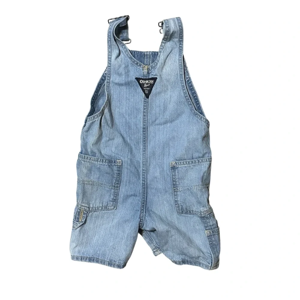 OshKosh B'gosh Kids Blue Denim Bib Overalls Light Wash Cotton 3T